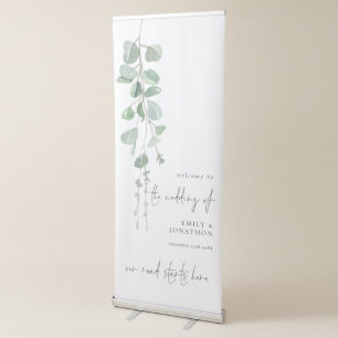 Modern Eucalyptus Names Date Welcome To Wedding Retractable Banner