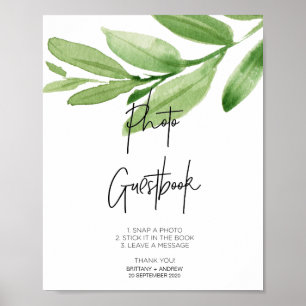 Modern Eucalyptus Photo GuestBook Sign for Wedding