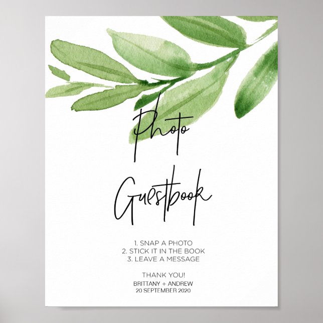 Modern Eucalyptus Photo GuestBook Sign for Wedding (Front)