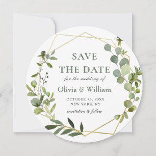 Modern Eucalyptus PHOTO Wedding SAVE THE DATE Invitation