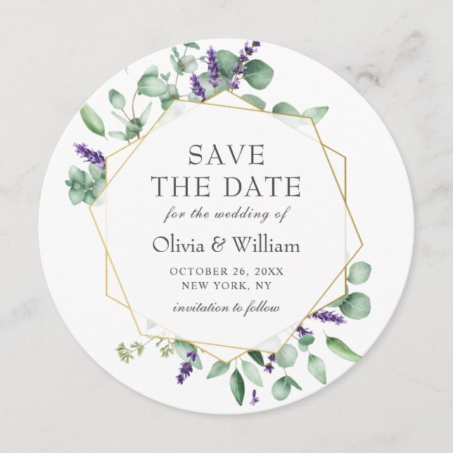Modern Eucalyptus PHOTO Wedding SAVE THE DATE Invitation (Front)