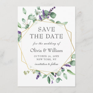 Modern Eucalyptus PHOTO Wedding SAVE THE DATE Invitation