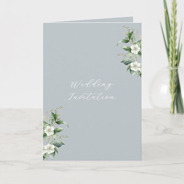 Modern Eucalyptus QR Code Wedding Invitation (Front)