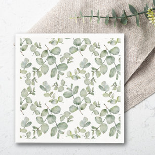 Modern Eucalyptus Sage Green Pattern Wedding Napkin