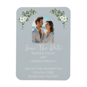 Modern Eucalyptus Save The Date Photo Wedding Magnet