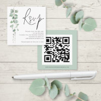 Modern Eucalyptus Script QR Code Wedding RSVP
