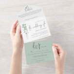 Modern Eucalyptus Script Wedding All In One Invitation<br><div class="desc">Modern Eucalyptus Script Wedding. Simply seal and send - no envelope is required. Botanical elegance in soft green watercolor to send your guests all the information they require for your wedding day, with this invitation, details and convenient reply card with your return address details all rolled into one. Please order...</div>