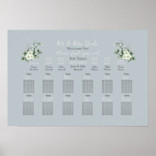 Modern Eucalyptus Seating Chart~12 Tables Poster