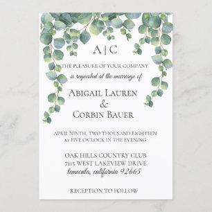 Modern Eucalyptus Vines Wedding Invitation