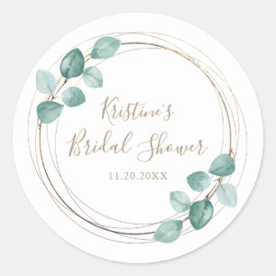 Modern Eucalyptus Watercolor Coffee Script Wedding Classic Round Sticker