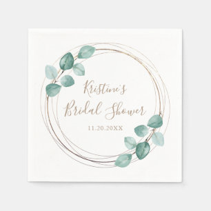 Modern Eucalyptus Watercolor Coffee Script Wedding Napkin