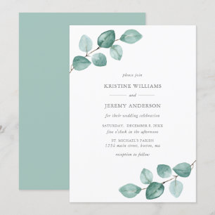 Modern Eucalyptus Watercolor Greenery Wedding Invitation