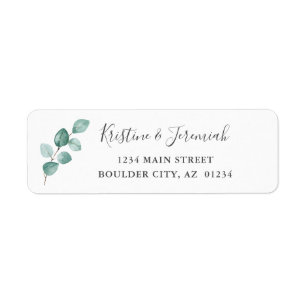 Modern Eucalyptus Watercolor Grey Return Address