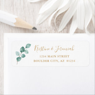 Modern Eucalyptus Watercolor Names Return Address