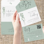 Modern Eucalyptus We Do QR Code Wedding All In One Invitation<br><div class="desc">Modern Eucalyptus We Do QR Code Wedding. Simply seal and send - no envelope is required. Botanical elegance in soft green watercolor to send your guests all the information they require for your wedding day, with your QR code to your wedding website included making this a convenient option for your...</div>