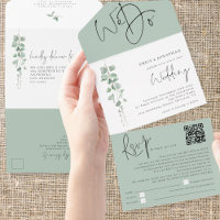 Modern Eucalyptus We Do QR Code Wedding