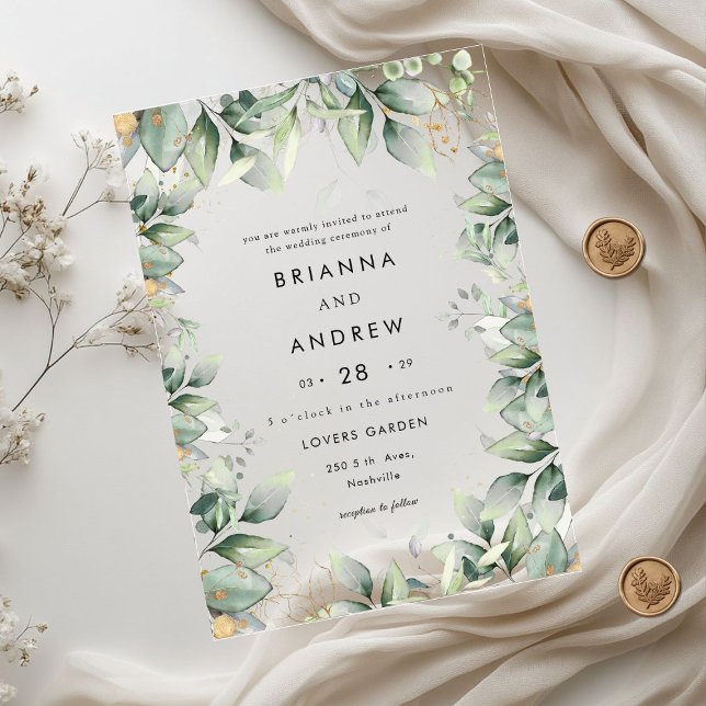 Modern Eucalyptus Wedding Acrylic Acrylic Invitations (Modern Eucalyptus Wedding Acrylic Acrylic Invitations)