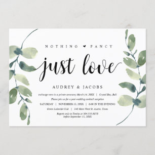 Modern Eucalyptus, Wedding Elopement Party Invitation