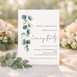 Modern Eucalyptus Wedding Evening Party Invitation