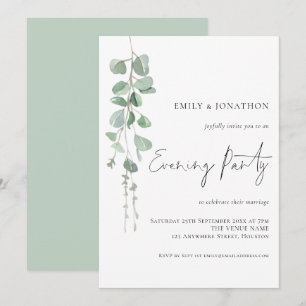 Modern Eucalyptus Wedding Evening Party Invitation