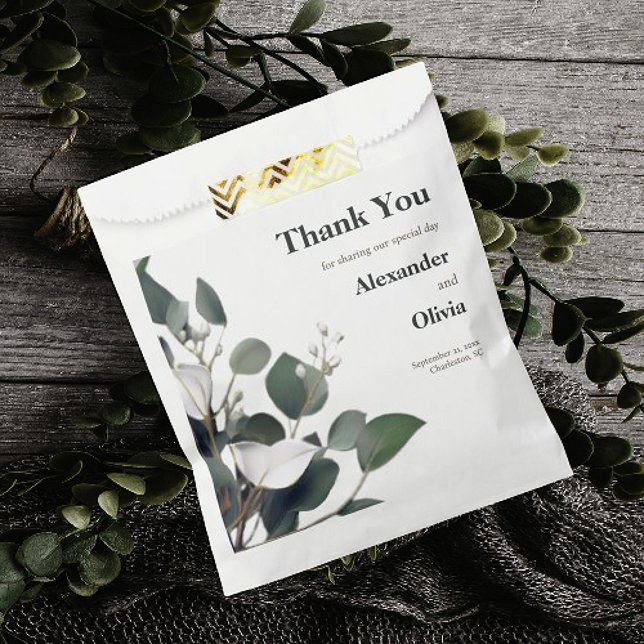 Modern Eucalyptus Wedding Favour Bags (Modern Eucalyptus Wedding Favor Bag)
