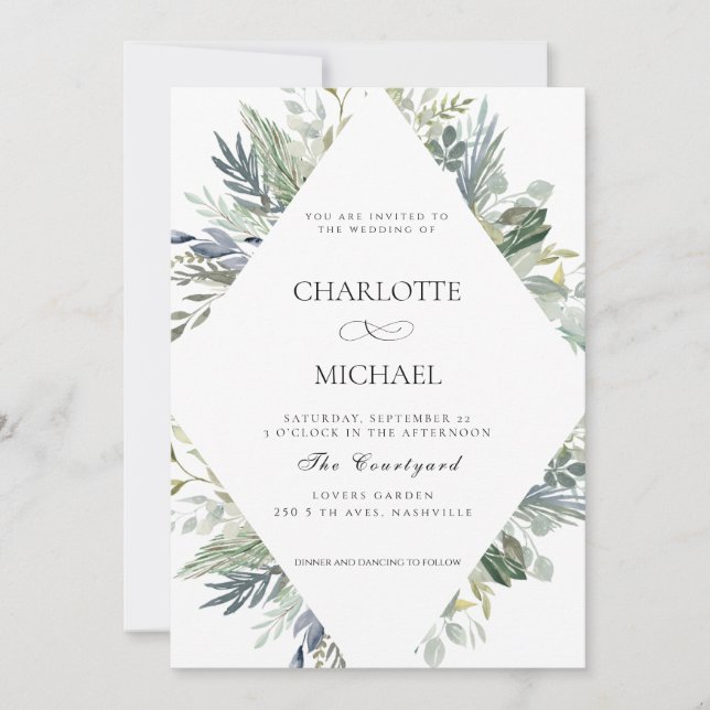 MODERN EUCALYPTUS WEDDING  INVITATION (Front)