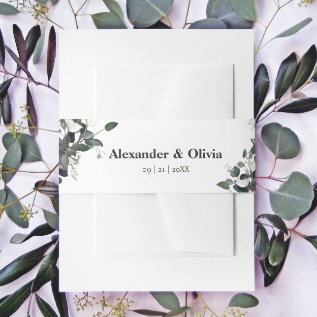 Modern Eucalyptus Wedding Invitation Belly Band (Modern Eucalyptus Wedding Invitation Belly Band)