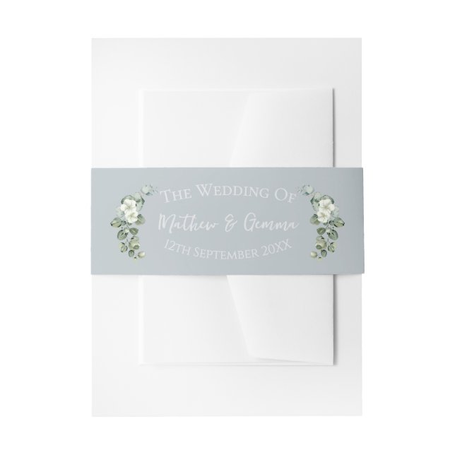 Modern Eucalyptus Wedding Invitation Belly Band (Front Example)