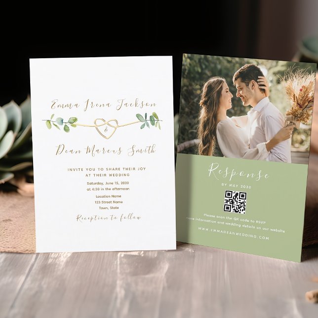 Modern Eucalyptus Wedding Invitation with QR Code (Creator Uploaded)