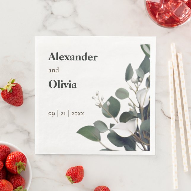 Modern Eucalyptus Wedding Napkin (Insitu)