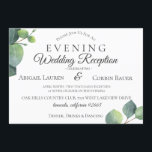 Modern Eucalyptus Wedding Reception Invitation<br><div class="desc">Modern minimalist green watercolor eucalyptus leaves evening wedding reception invitation. Personalise text,  font style,  colour and size.</div>