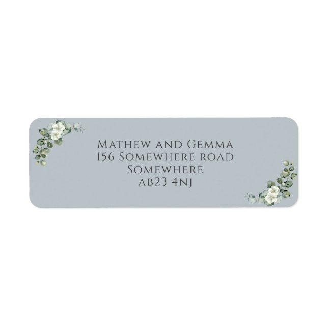 Modern Eucalyptus Wedding  Return Address labels (Front)