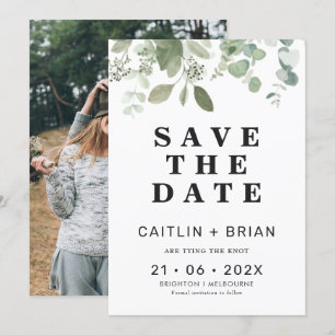 Modern Eucalyptus Wedding Save The Date Invitation
