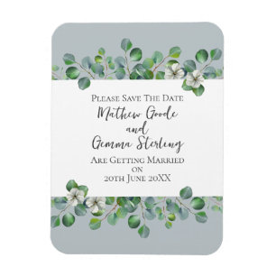 ~Modern Eucalyptus Wedding Save The Date Magnet