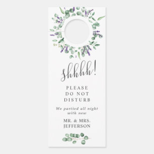 Modern Eucalyptus Wedding Welcome Do Not Disturb Door Hanger