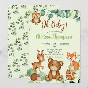 Modern Eucalyptus Woodland Animals Forest Friends  Invitation