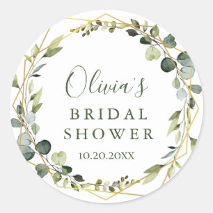 Modern Eucalyptus Wreath Bridal Shower Boho Classic Round Sticker