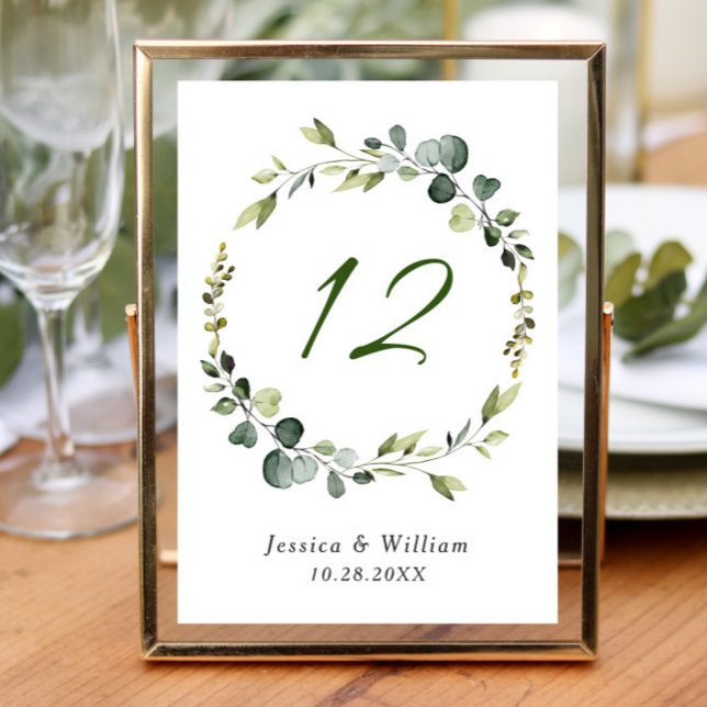 Modern Eucalyptus Wreath Frame Wedding Boho Table Number (Creator Uploaded)