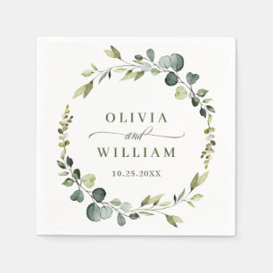 Modern Eucalyptus Wreath Frame Wedding Paper Boho Napkin