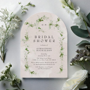 Modern Eucalyptus Wreath Monogram Bridal Shower Invitation