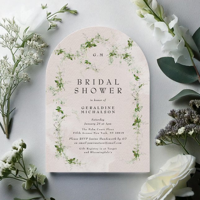 Modern Eucalyptus Wreath Monogram Bridal Shower Invitation (Creator Uploaded)