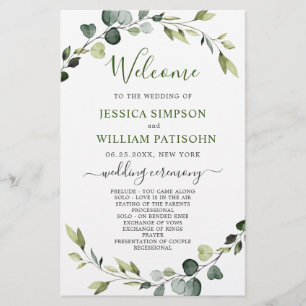 Modern Eucalyptus Wreath Wedding Ceremony Program 