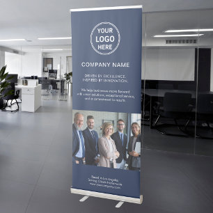 Modern Event Logo Photo Corporate Business Navy  Retractable Banner