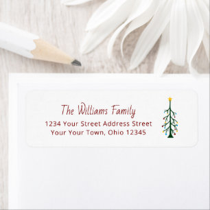 Modern Evergreen Christmas Tree Return Address