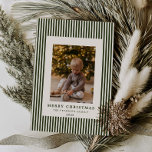 Modern Evergreen Pinstripe Christmas Family Photo Holiday Card<br><div class="desc">This minimal and modern family photo card features simple pinstripe elements,  serif typography and a dark evergreen colour way. Send your holiday love in classic traditional style with this adorable photo collage holiday card.</div>