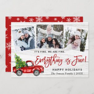 Modern Everything is Fine Christmas 3 Photo Holiday Card