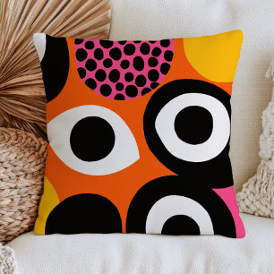 Modern Evil Eyes Burnt Orange Maximalist Funky  Cushion