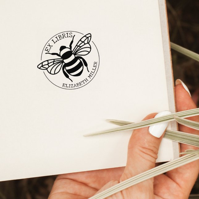 Modern Ex Libris Bee, Book  Rubber Stamp (Creator Uploaded)