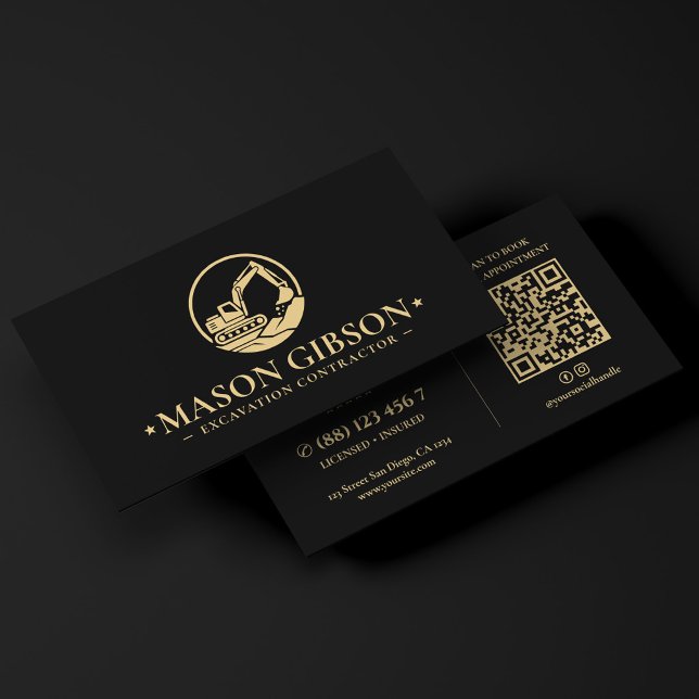 Modern Excavation Operator Contractor Logo Black Business Card (Modern Excavation Operator Contractor Logo Black Business Card
)