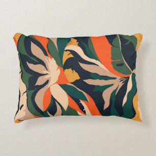 Modern exotic jungle plants illustration pattern.  decorative cushion